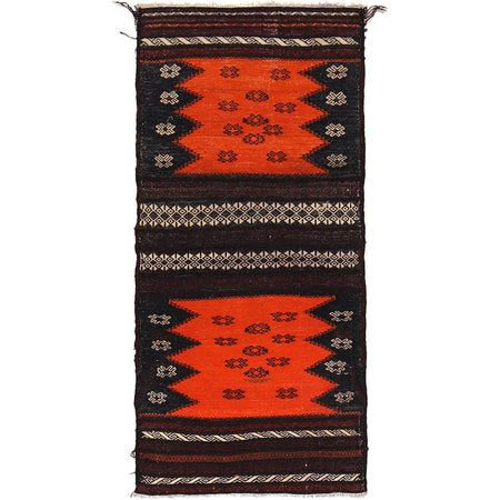 Table Sheet Area Rug Runner Handmade Orange Curvilinear 4'