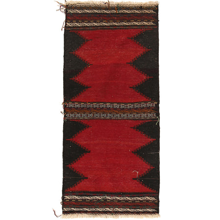 Table Sheet Runner Rug Handmade Red Curvilinear 5' Runner