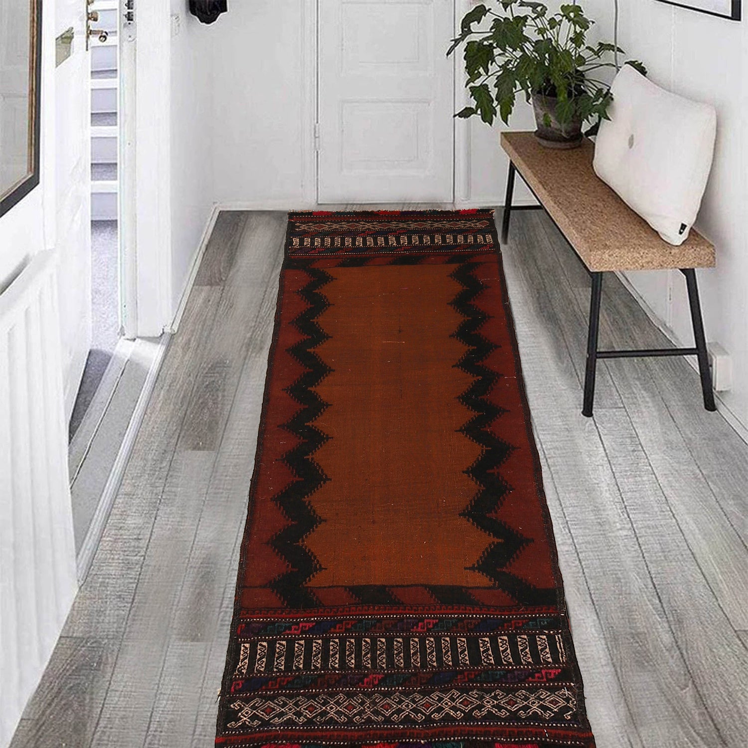 Table Sheet Runner Handmade Brown Curvilinear 5' Runner