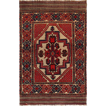 Barjasta Area Rug Handmade Beige Floral 4x6 ft