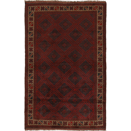 Baluchi Rug Handmade Multi Geometric 4x7 ft