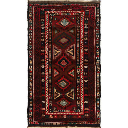 Baluchi Rug Handmade Multi Geometric 4x6 ft