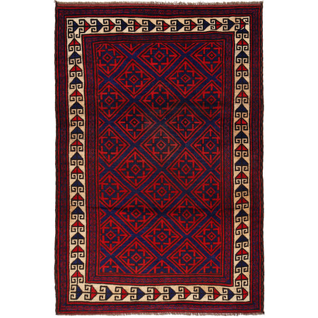 Baluchi Rug Handmade Multi Geometric 5x8 ft