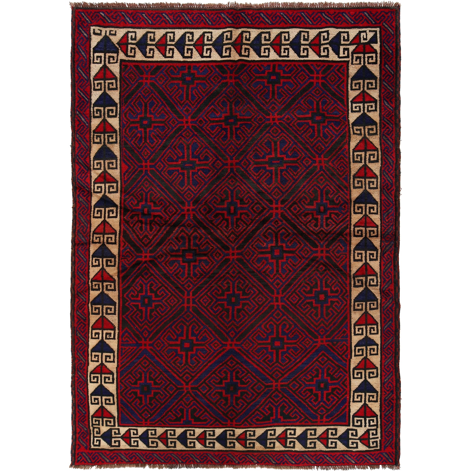 Baluchi Rug Handmade Multi Geometric 5x8 ft