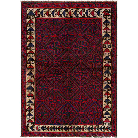 Baluchi Rug Handmade Multi Geometric 5x8 ft
