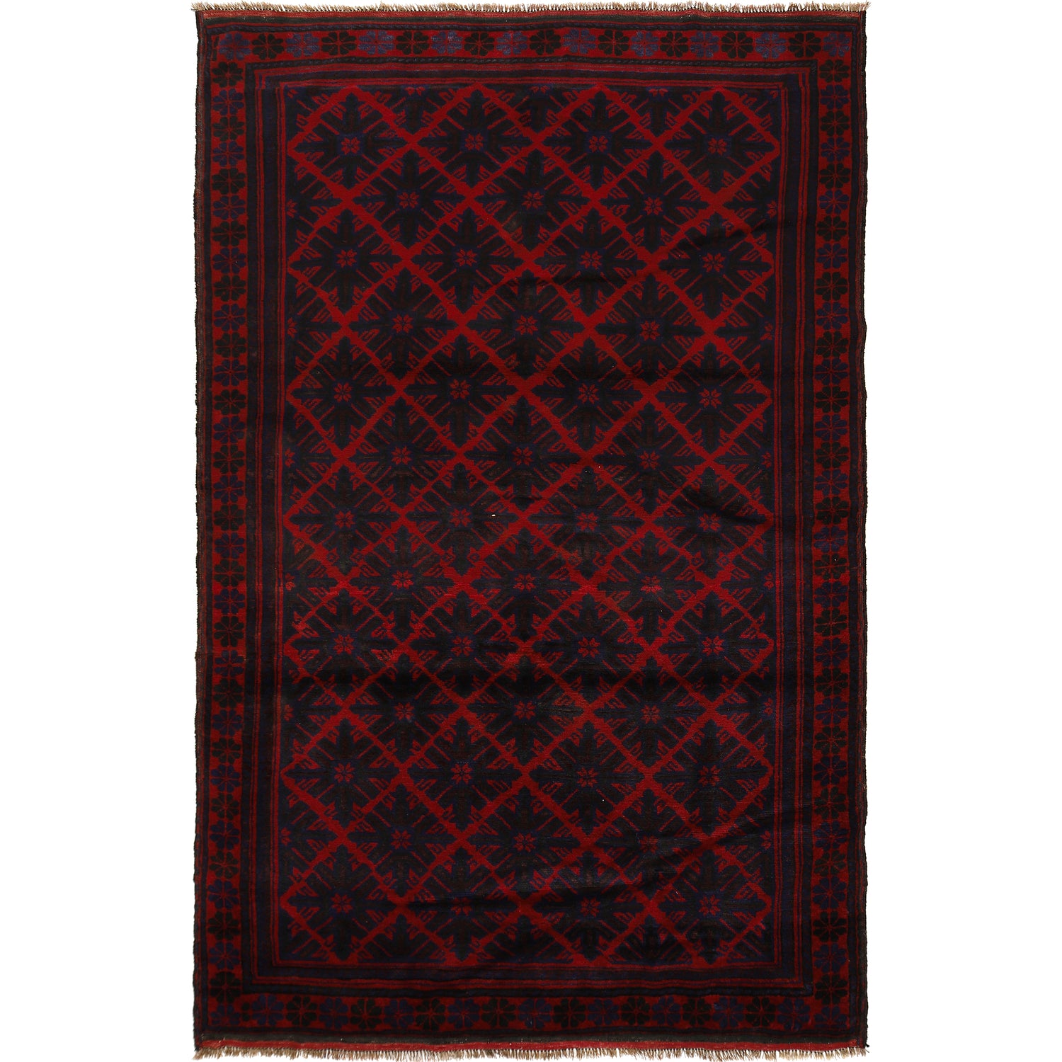 Baluchi Rug Handmade Red Geometric 6x9 ft