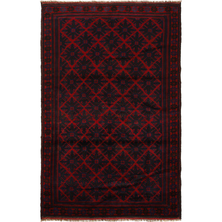 Baluchi Rug Handmade Red Geometric 6x9 ft