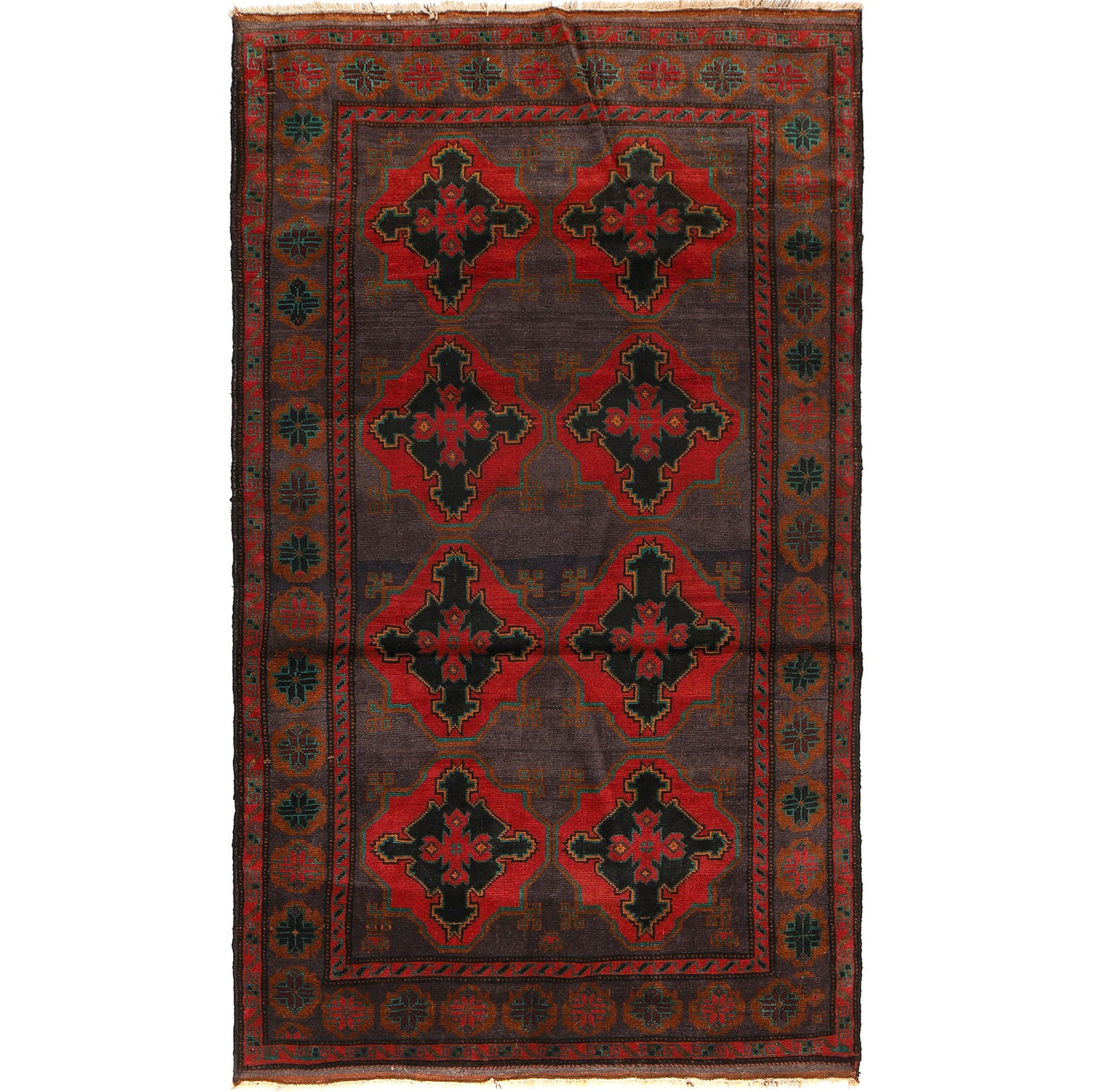 Baluchi Rug Handmade Multi Geometric 4x7 ft
