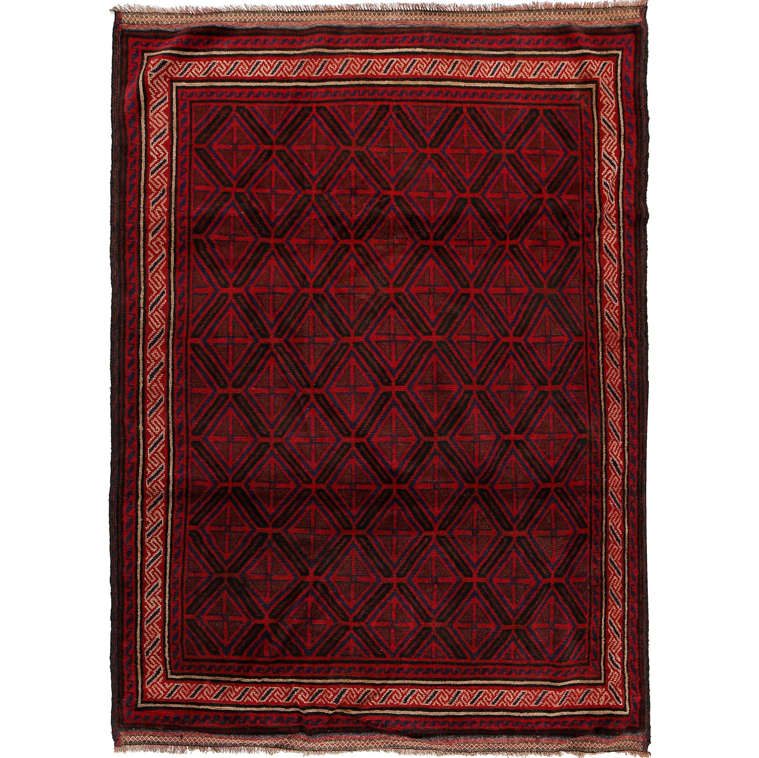 Baluchi Rug Handmade Red Geometric 5x8 ft