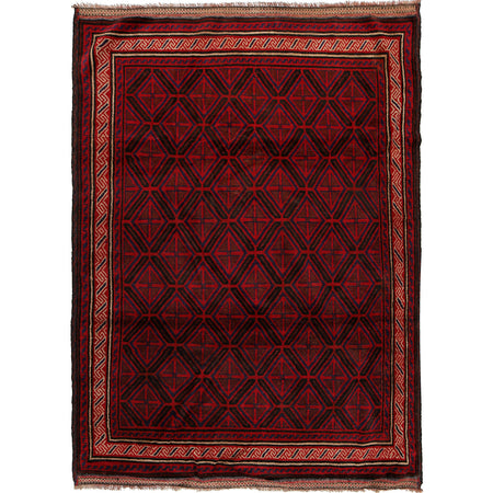 Baluchi Rug Handmade Red Geometric 5x8 ft