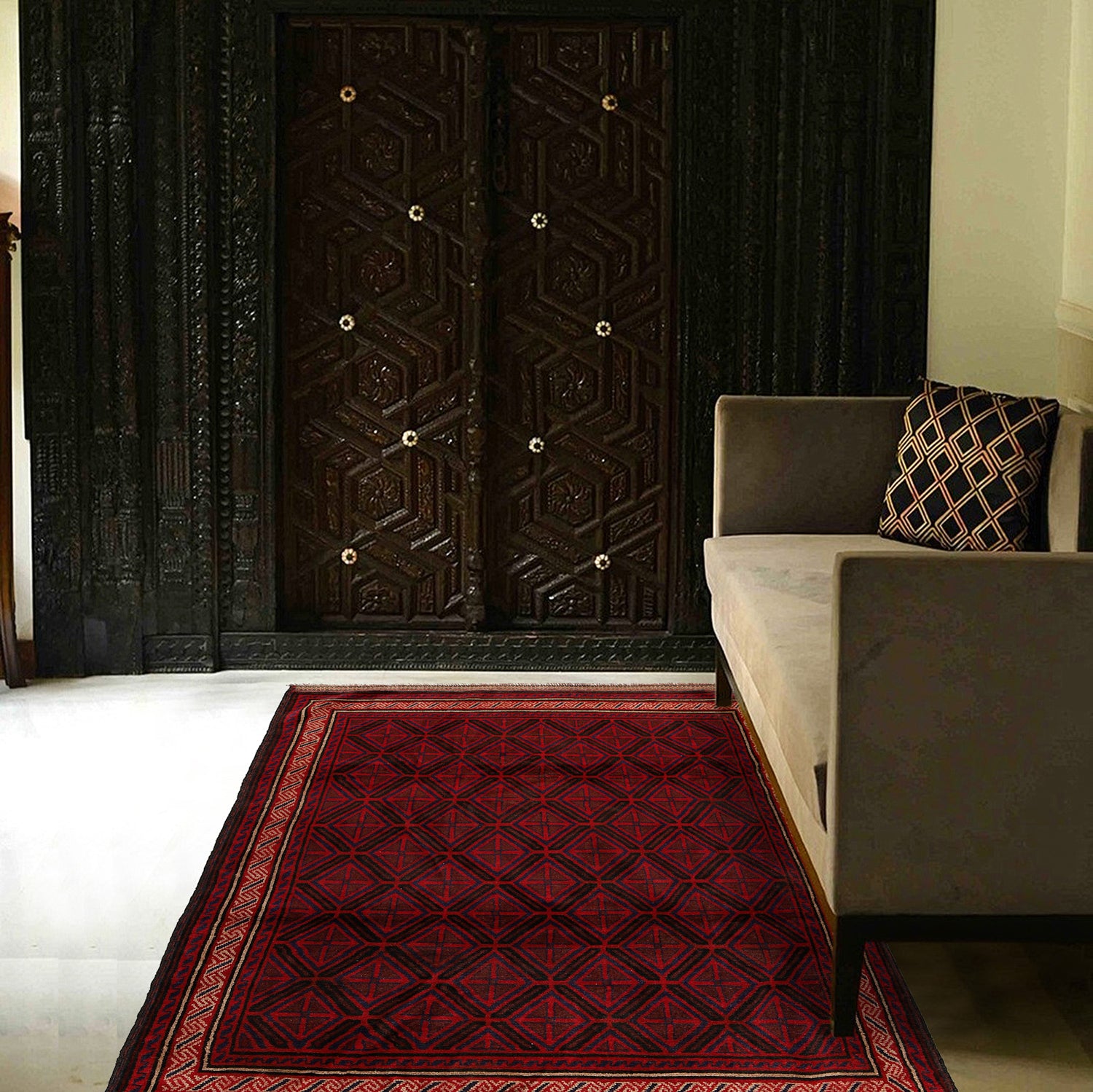 Baluchi Rug Handmade Red Geometric 5x8 ft