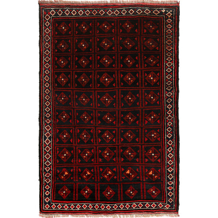 Baluchi Rug Handmade Multi Geometric 4x6 ft