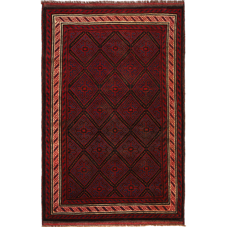 Baluchi Rug Handmade Multi Geometric 5x8 ft