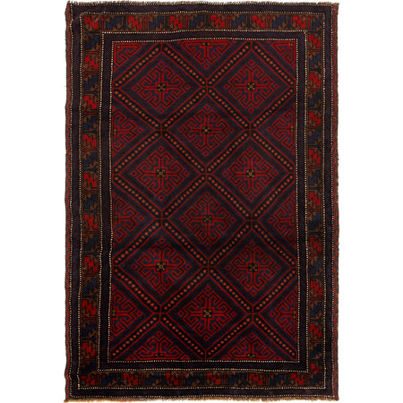 Baluchi Rug Handmade Multi Geometric 4x6 ft