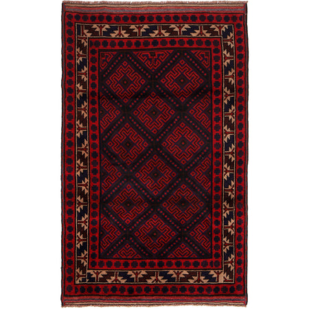 Baluchi Rug Handmade Multi Geometric 4x6 ft