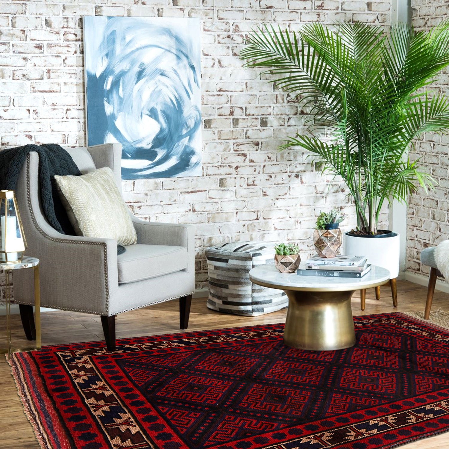 Baluchi Rug Handmade Multi Geometric 4x6 ft