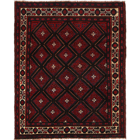 Baluchi Rug Handmade Multi Geometric 4x7 ft