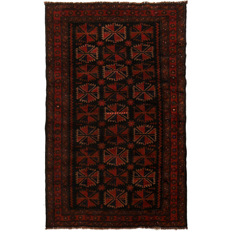 Baluchi Rug Handmade Multi Geometric 4x6 ft