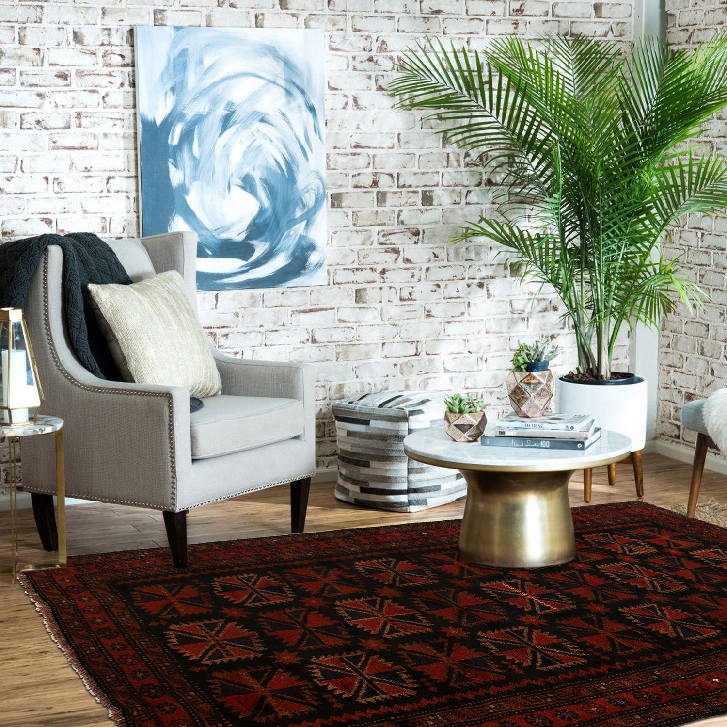 Baluchi Rug Handmade Multi Geometric 4x6 ft