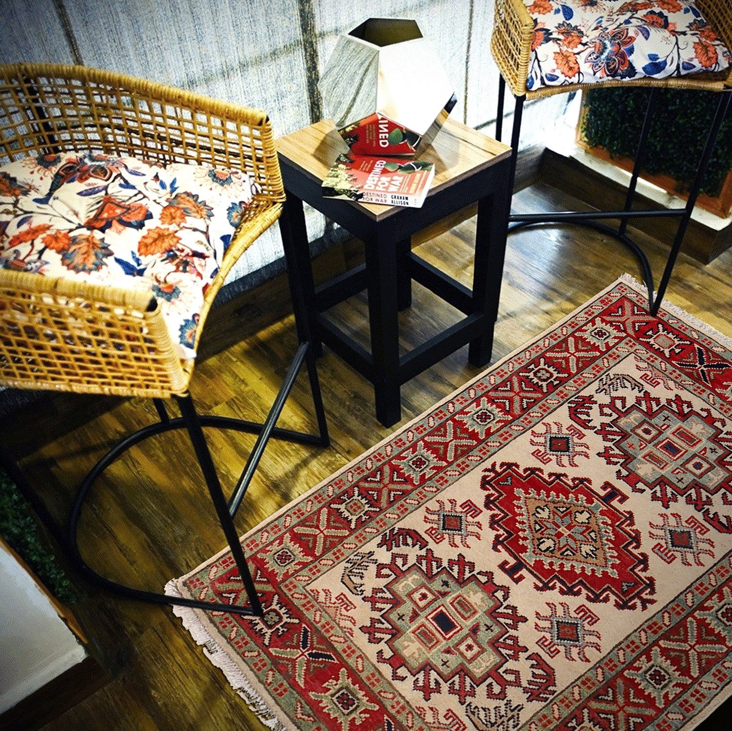 Kazak Rug Handmade Ivory Medallion 2x4 ft