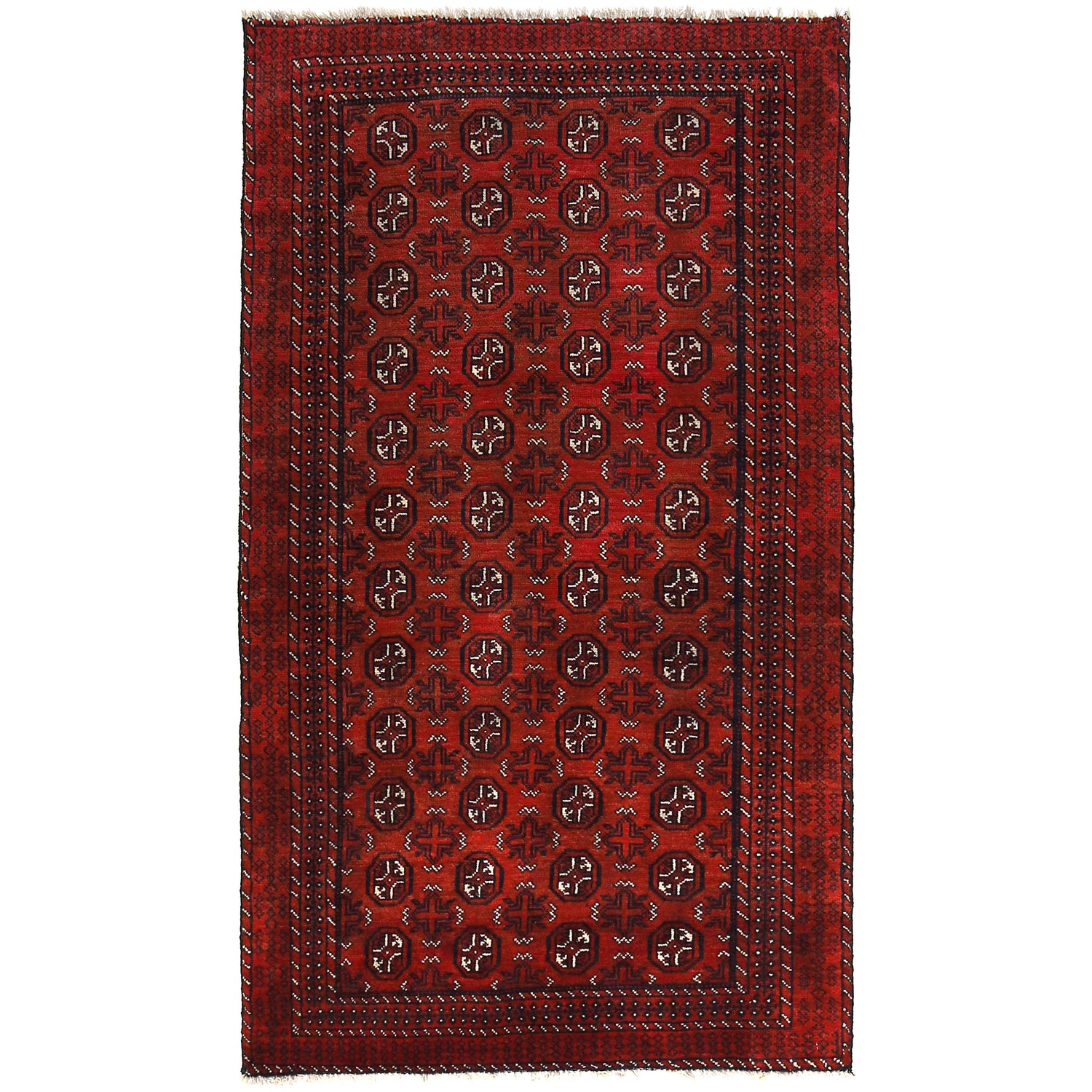 Baluchi Rug Handmade Red Geometric 4x6 ft