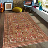 Overdyed Area Rug Handmade Brown Geometric 4x6 ft