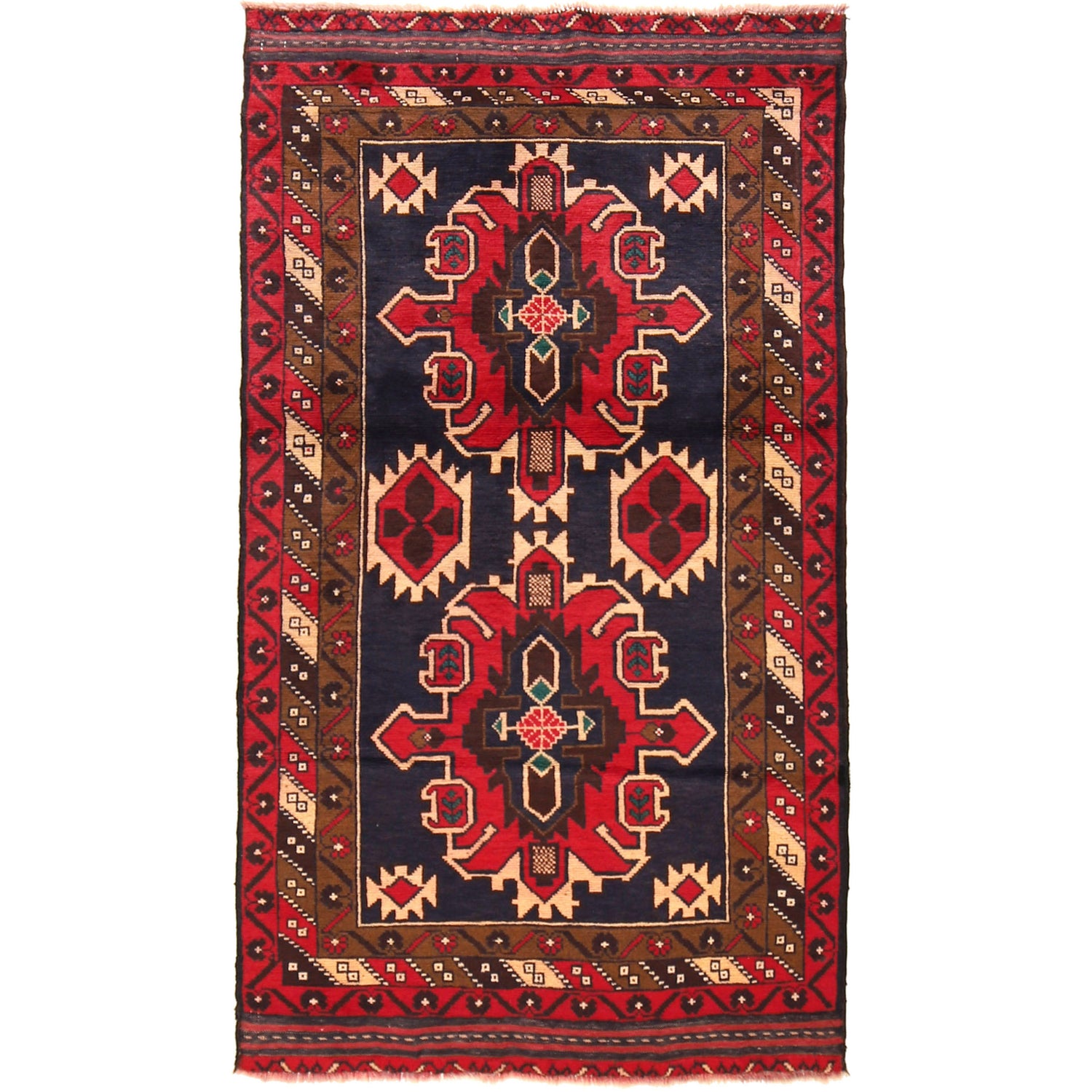 Baluchi Rug Handmade Multi Geometric 4x6 ft