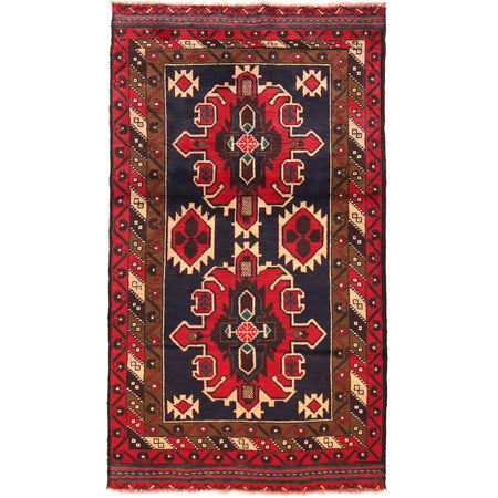 Baluchi Rug Handmade Multi Geometric 4x6 ft