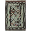 Overdyed Vegetable Kilim Area Rug Handmade Green Geometric