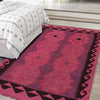 Overdyed Vegetable Kilim Area Rug Handmade Pink Geometric