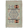 Overdyed Vegetable Kilim Area Rug Handmade Dusty Green