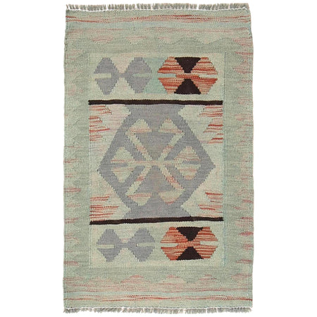 Overdyed Vegetable Kilim Area Rug Handmade Dusty Green