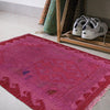Overdyed Vegetable Kilim Area Rug Handmade Purple Geometric