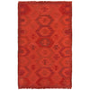 Overdyed Vegetable Kilim Area Rug Handmade Red Geometric