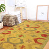 Overdyed Vegetable Kilim Area Rug Handmade Yellow Geometric