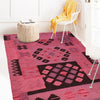 Overdyed Vegetable Kilim Area Rug Handmade Pink Geometric