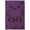 Overdyed Vegetable Kilim Area Rug Handmade Purple Geometric
