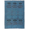 Overdyed Vegetable Kilim Area Rug Handmade Blue Geometric