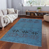 Overdyed Vegetable Kilim Area Rug Handmade Blue Geometric