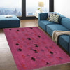 Overdyed Vegetable Kilim Area Rug Handmade Pink Geometric