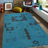 Overdyed Vegetable Kilim Area Rug Handmade Blue Geometric