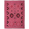 Overdyed Vegetable Kilim Area Rug Handmade Pink Geometric