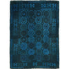 Overdyed Area Rug Handmade Blue Geometric 3x5 ft