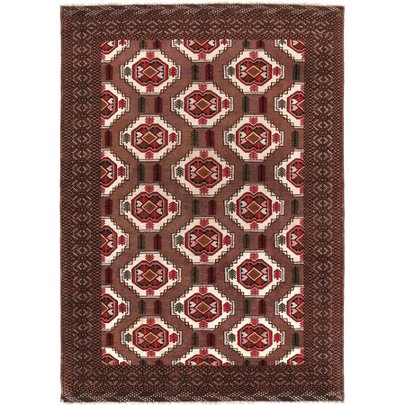 Baluchi Rug Handmade Brown Geometric 6x9 ft