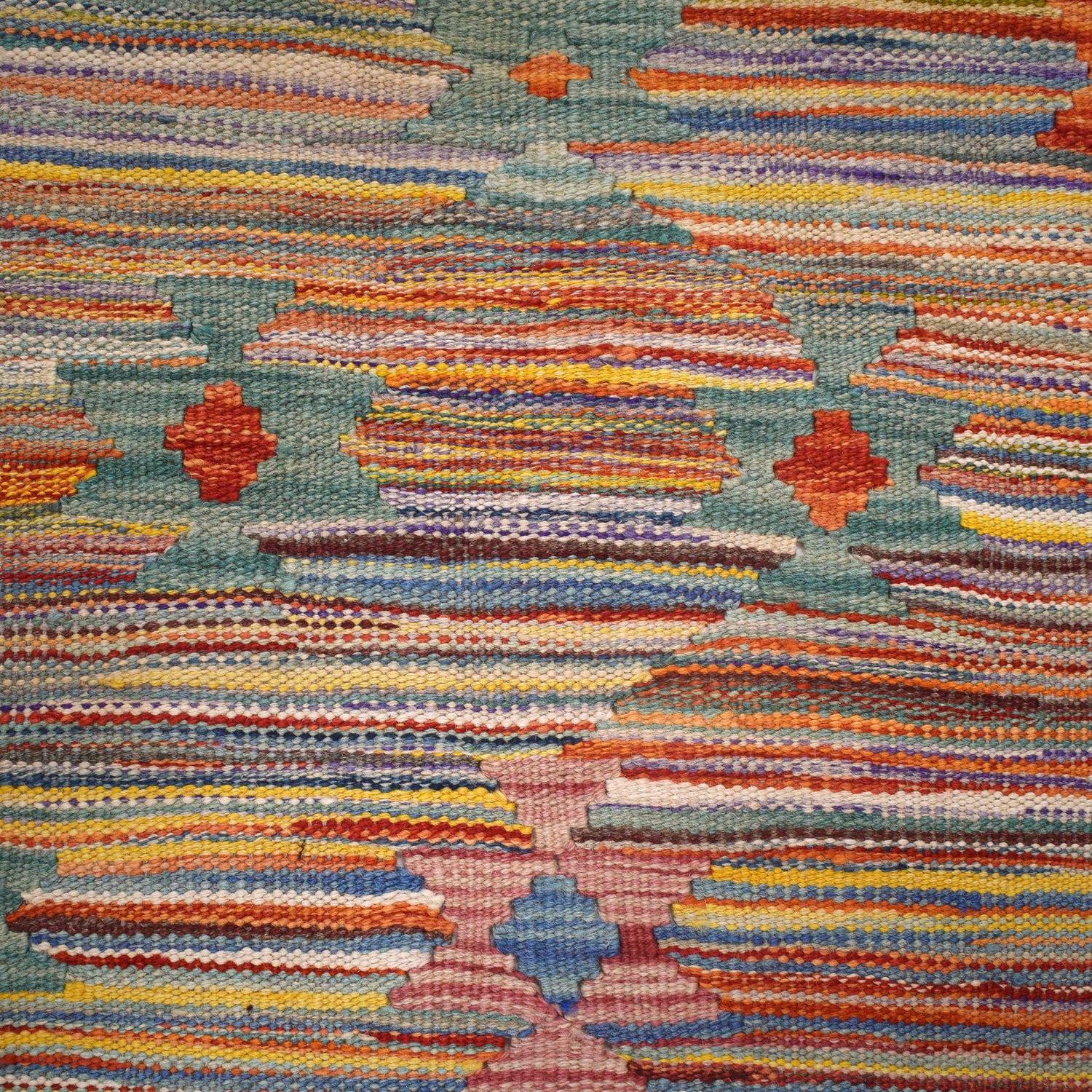 Hand-Knotted Multi Geometric Vegetable Kilim Area Rug – 3' 3" x 4' 9" ft (100 x 146 cm) | SKU: B29438