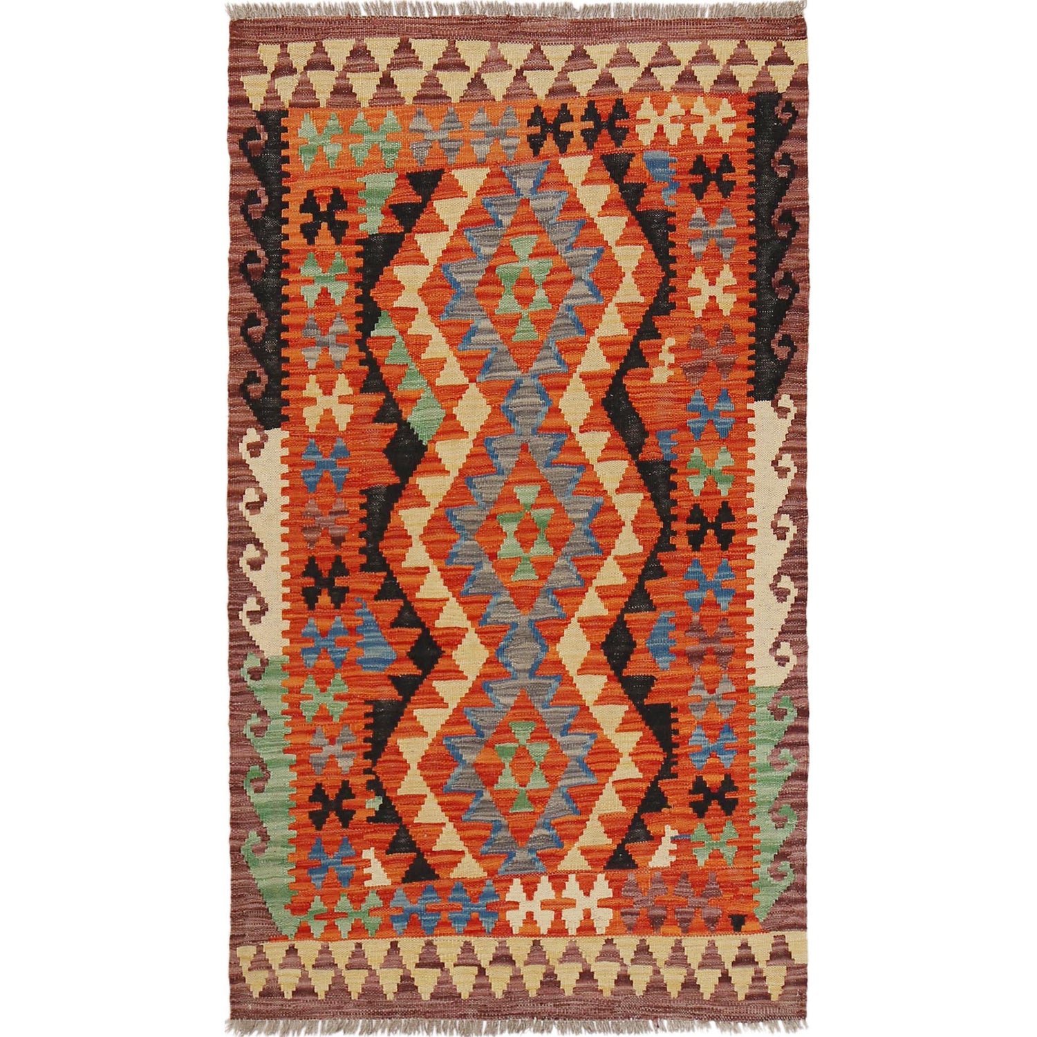 Handmade Multi Kilim Geometric 3x5 ft