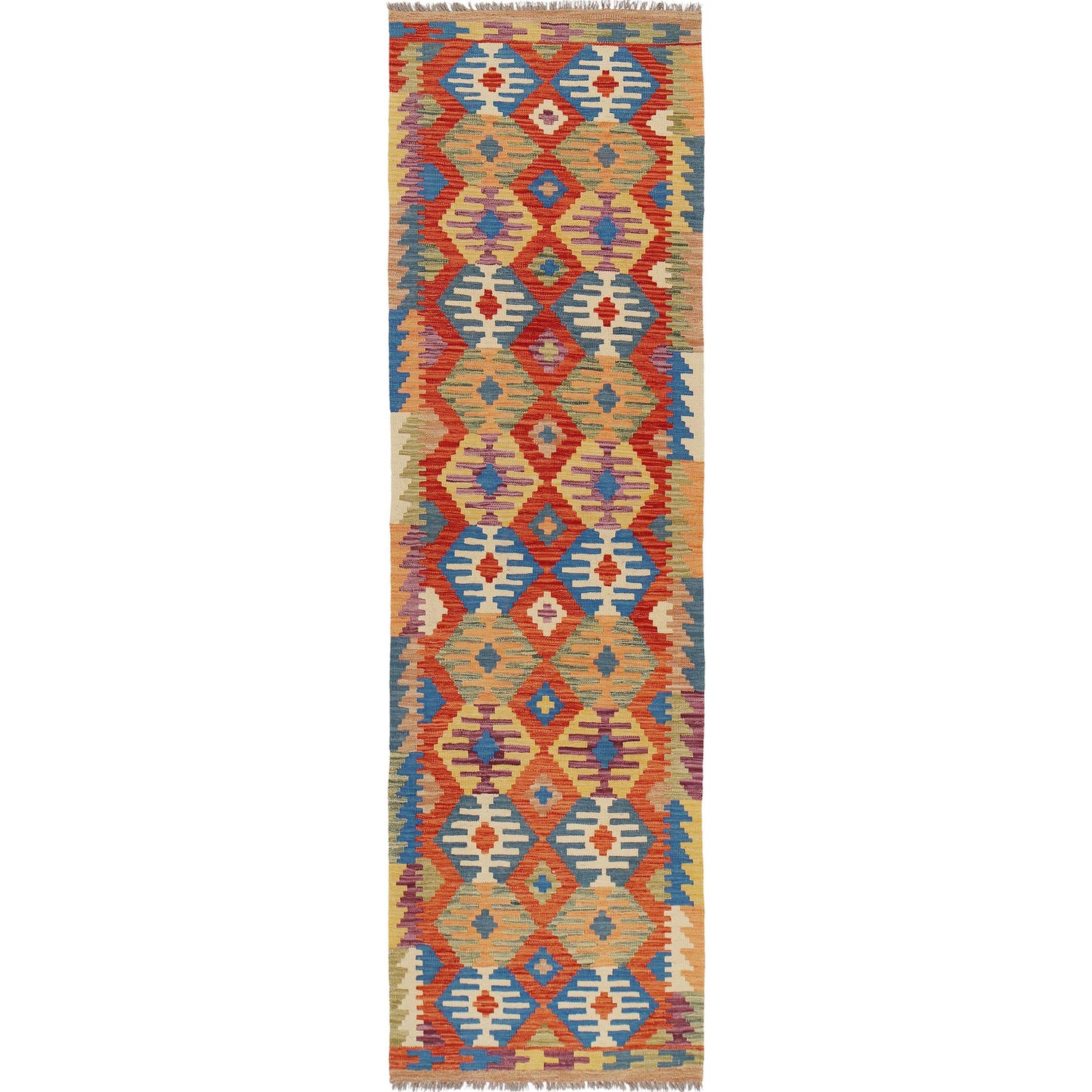 Handmade Multi Kilim Geometric 10' Runner