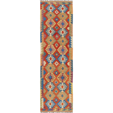 Handmade Multi Kilim Geometric 10' Runner
