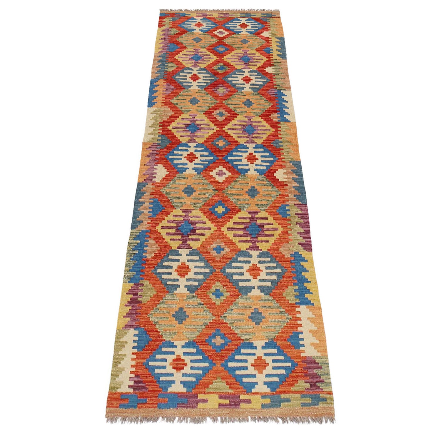 Handmade Multi Kilim Geometric 10' Runner