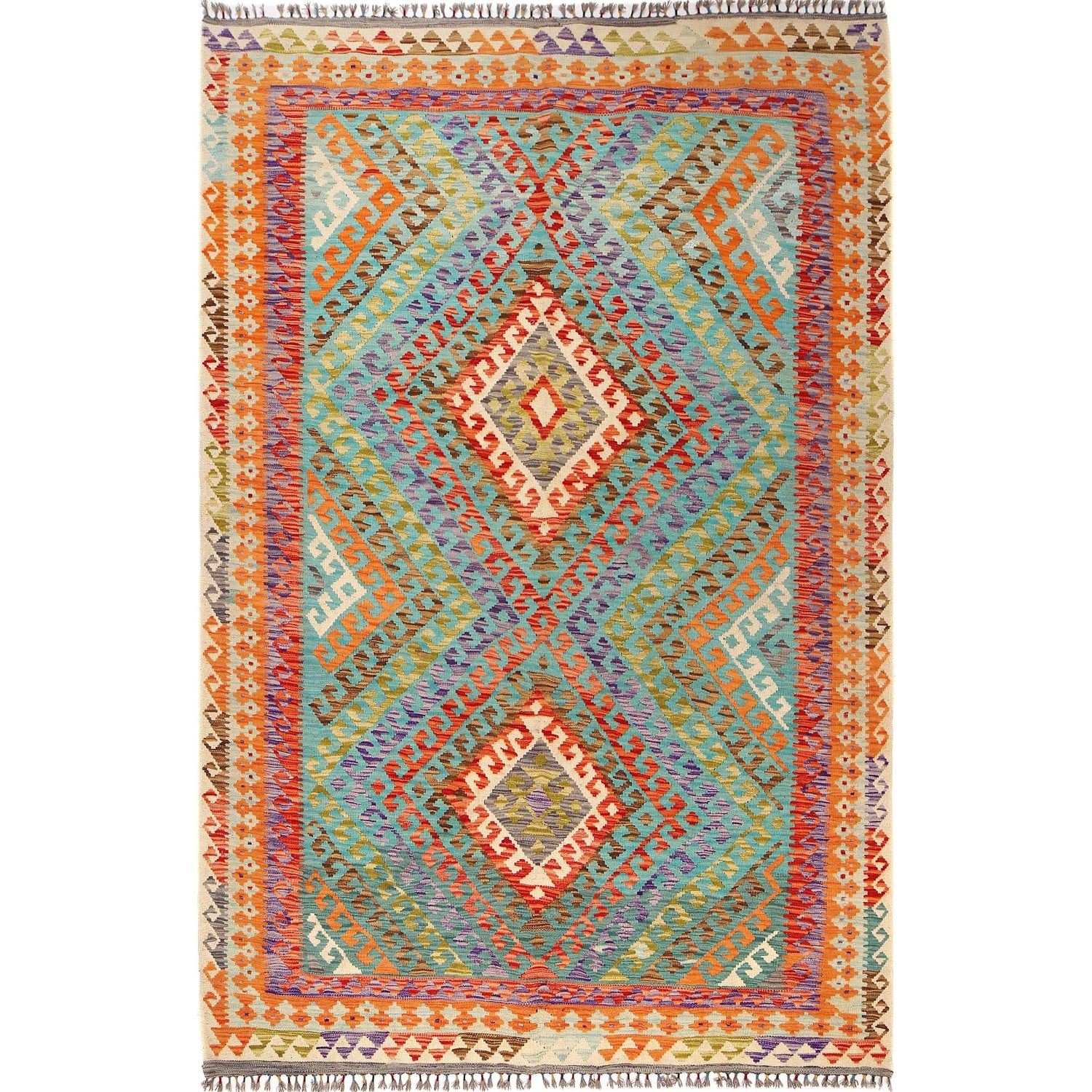 Handmade Multi Kilim Geometric 7x10 ft